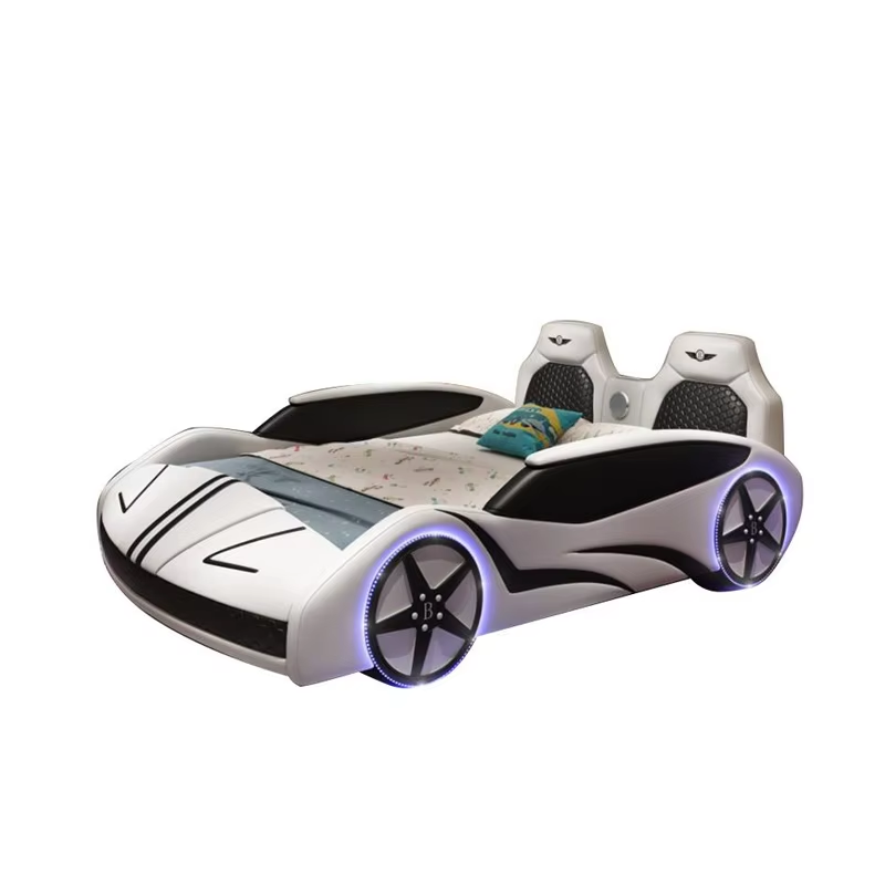 Luxury Sports Race Car Bed for Kids with LED Lights  – Modern Children's Bedroom Furniture