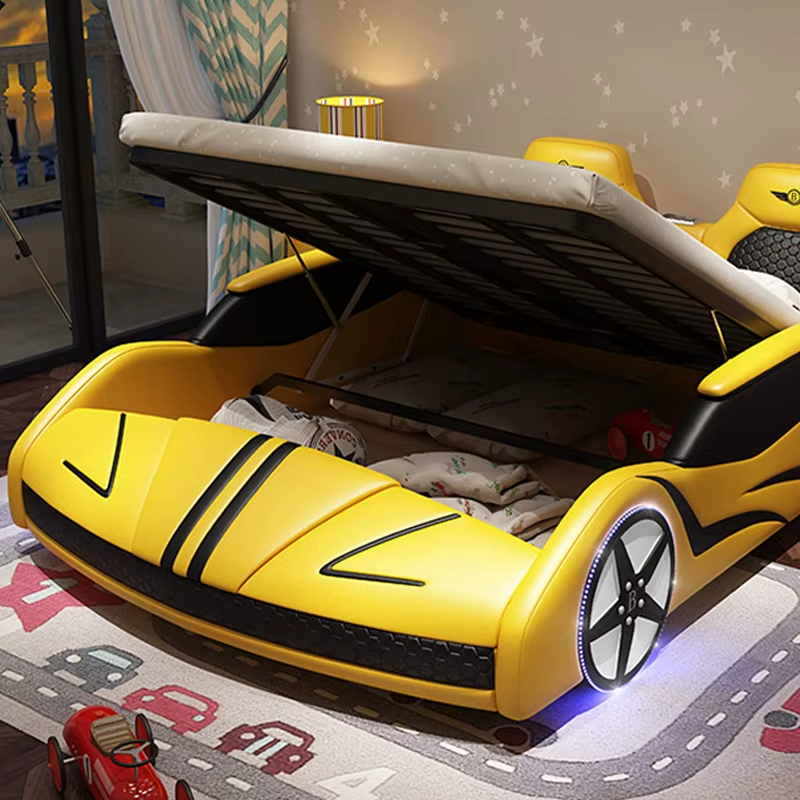 Luxury Sports Race Car Bed for Kids with LED Lights  – Modern Children's Bedroom Furniture