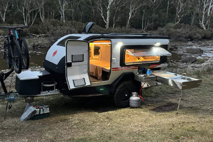 Premium Camper Trailer Caravan 1-3 Person Travel Trailer with Lavatory