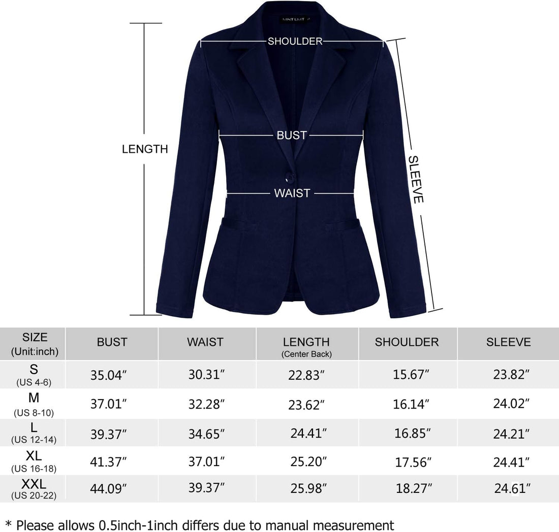 Womens Casual Work Office Blazer Pockets Button Long Sleeve Suits Jackets