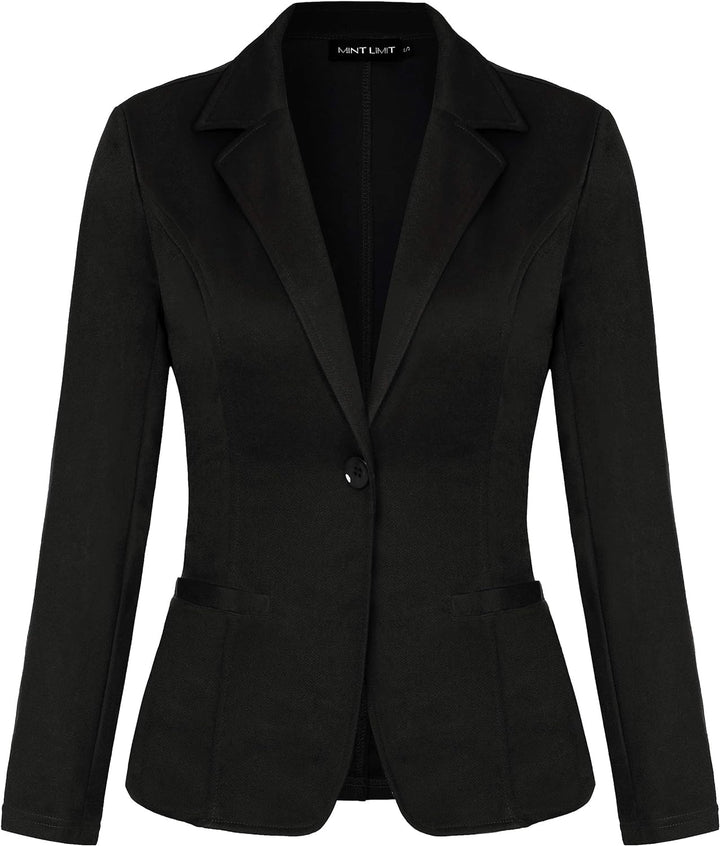 Womens Casual Work Office Blazer Pockets Button Long Sleeve Suits Jackets