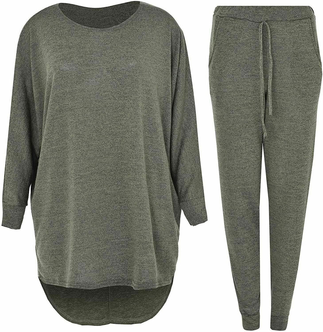 2 Piece Track Suit Set High Low Top and Bottoms Casual Loungewear Sweatshirt Jog