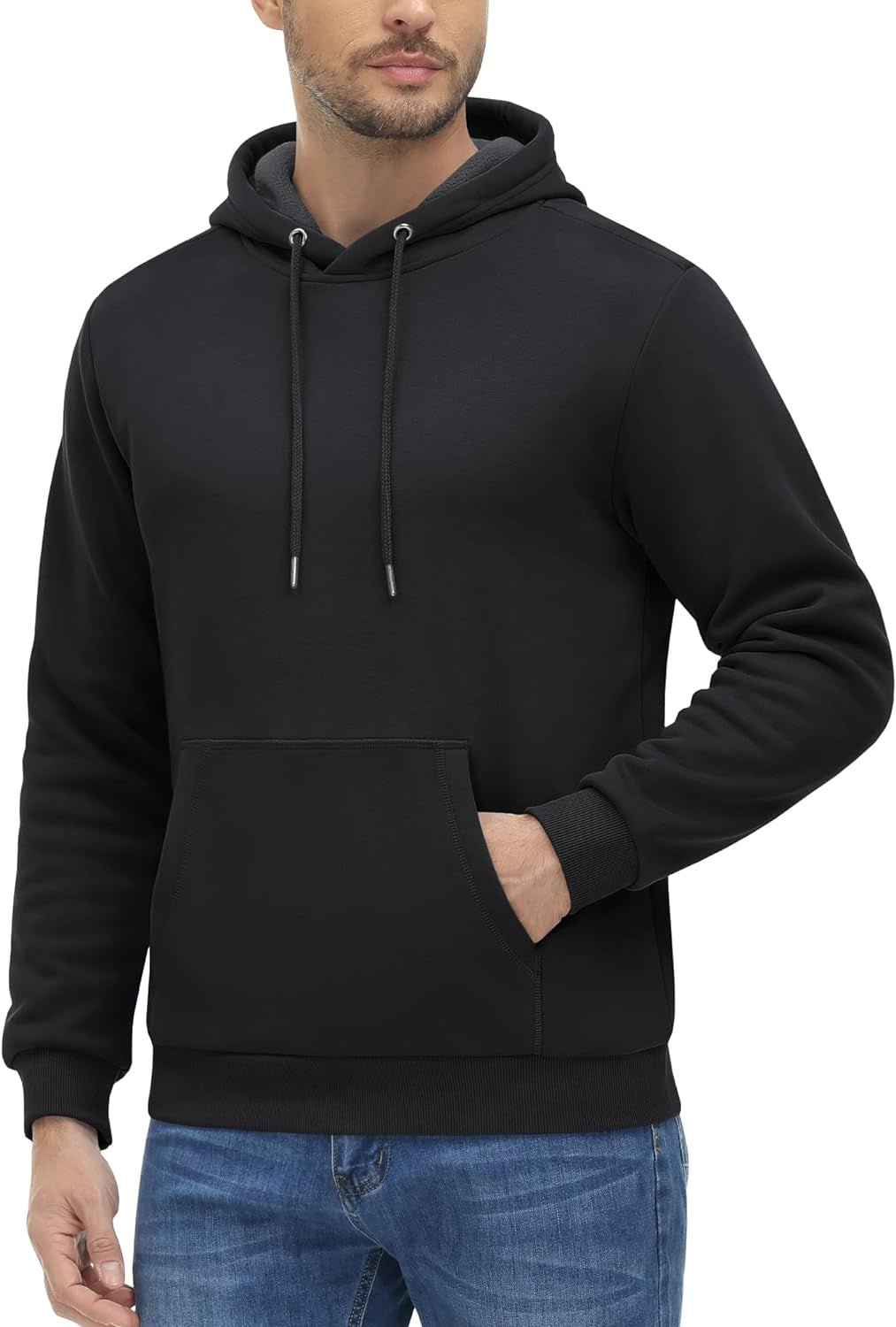 Men'S Hoodie Fleece Sweatshirt Winter Pullover Hoodies Warm Sweat Shirts with Pocket