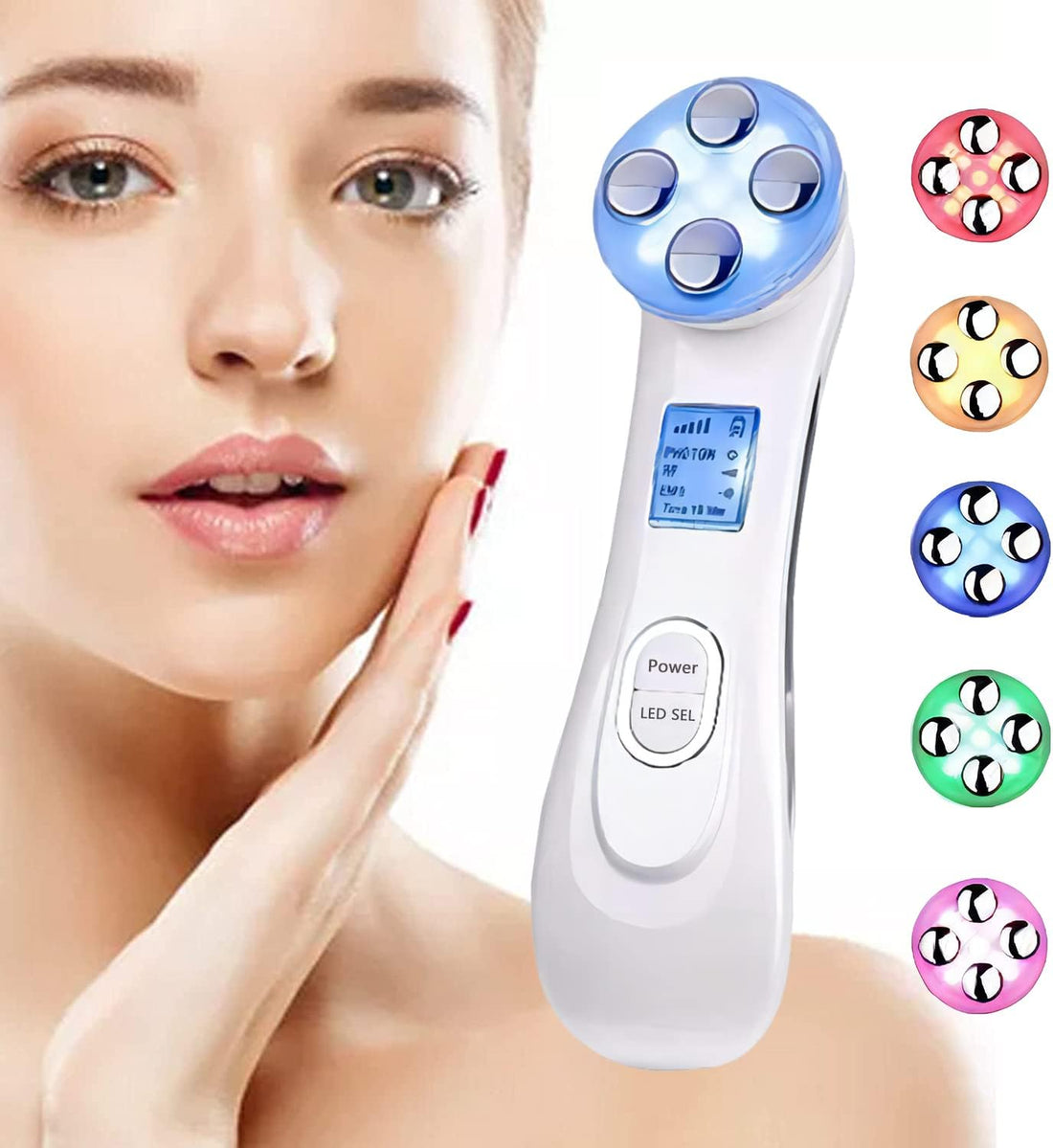 Beauty Device Multi Anti-Wrinkle High-Frequency,Ultrasonic Beauty Device,Led Light Therapy Wrinkle Remover Skin Tightening anti Aging Skin Rejuvenation,Face Massager