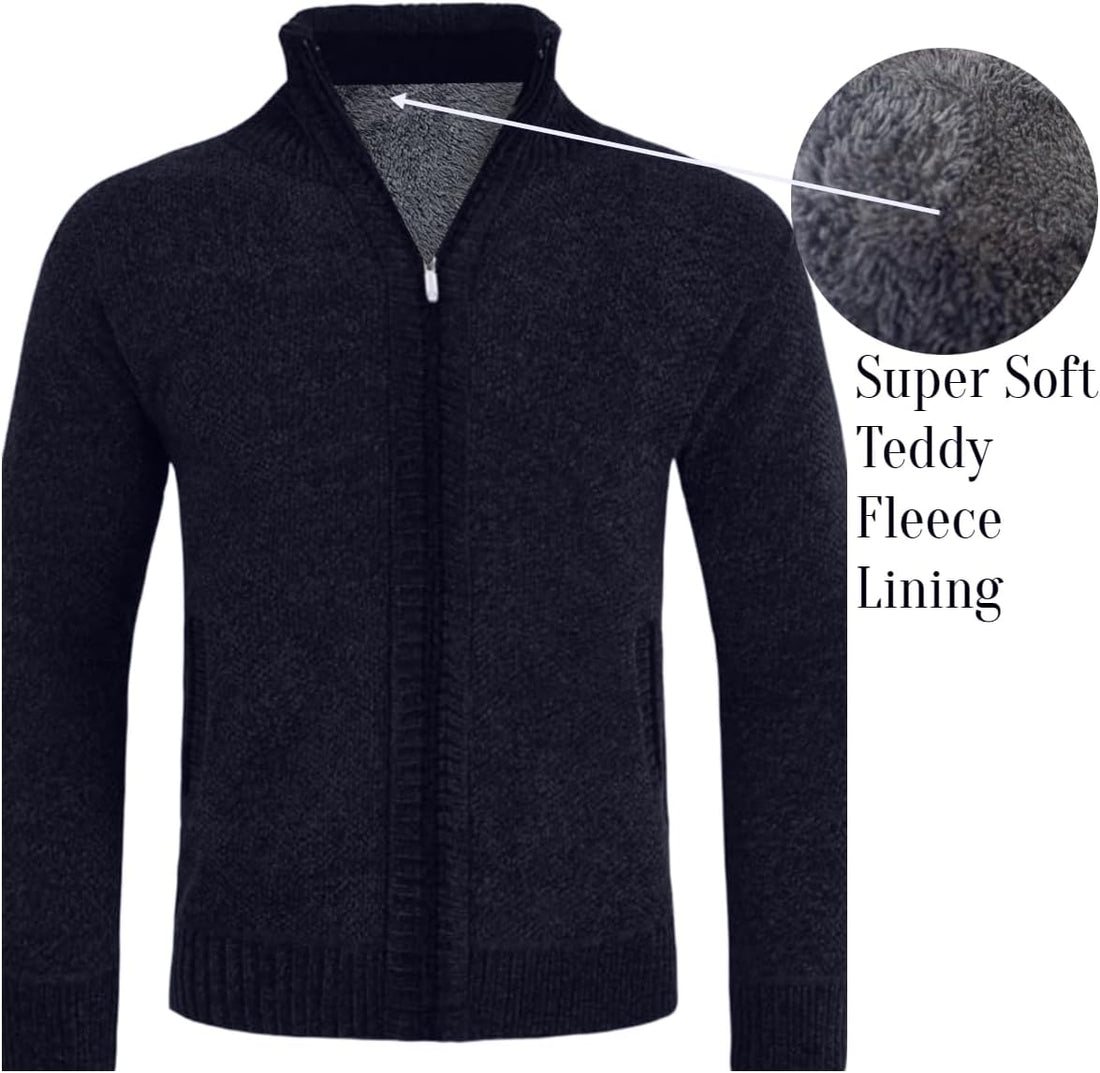 Mens Cable Fleece Lined Sweaters