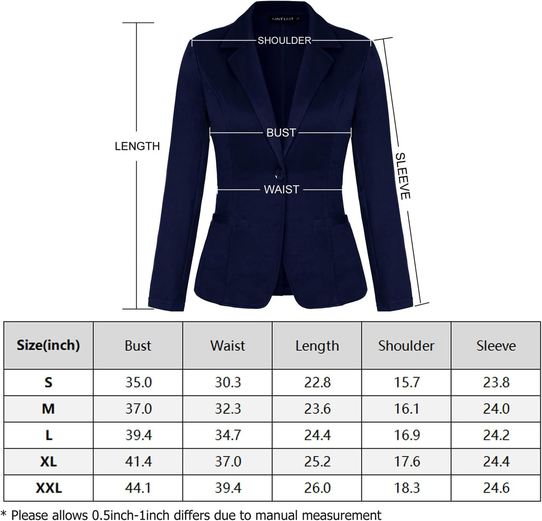 Womens Casual Work Office Blazer Pockets Button Long Sleeve Suits Jackets