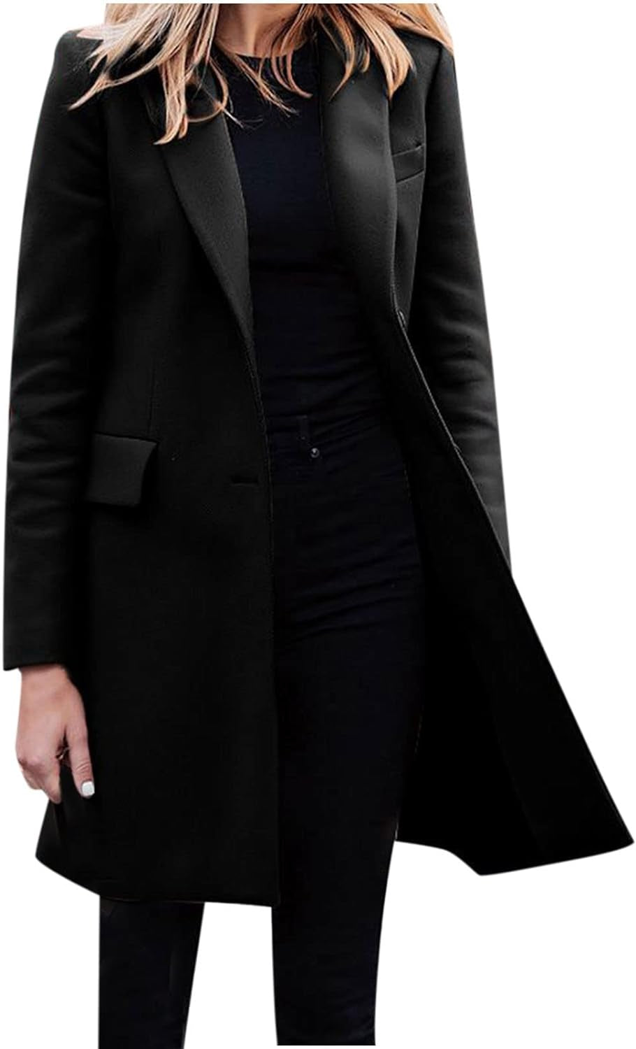 Mid Length Blazer Women Elegant Slim Fit Blazers Suit plus Size Long Sleeve Ladies Casual Work Formal Jacket Business Smart Casual Trench Cots Single Breasted Blazer Cardigan Office Work