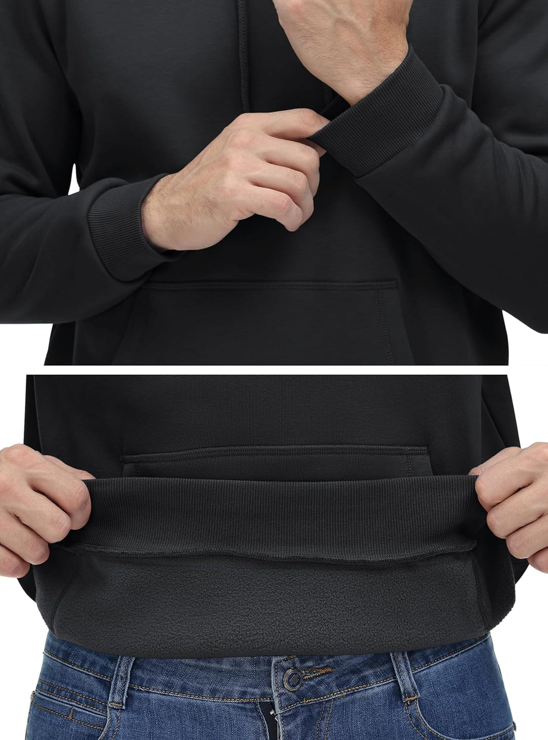 Men'S Hoodie Fleece Sweatshirt Winter Pullover Hoodies Warm Sweat Shirts with Pocket