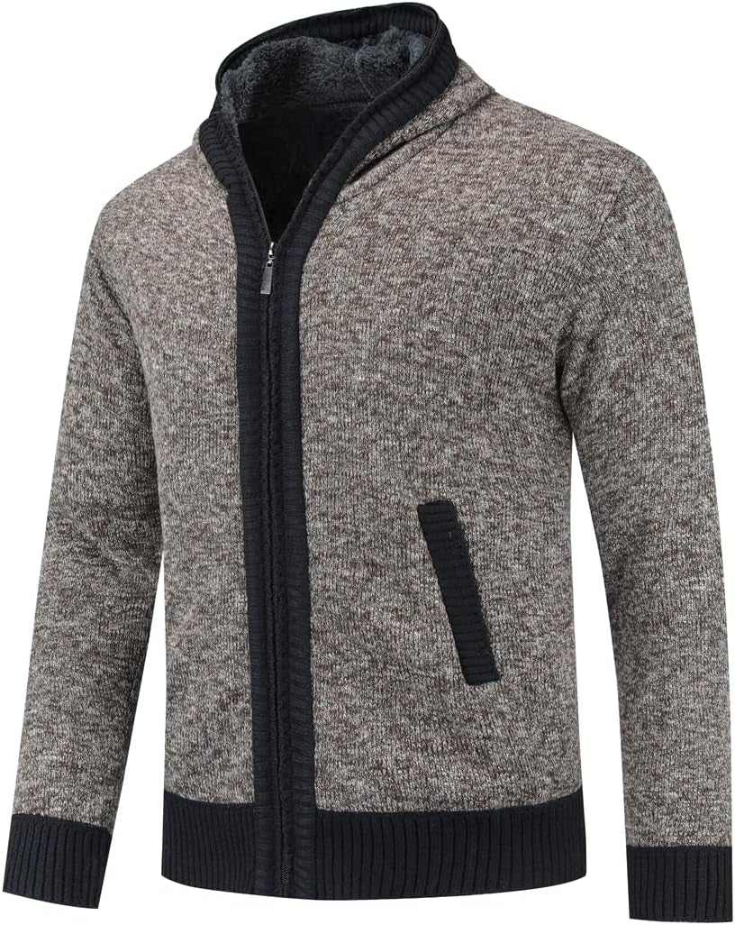 Men Casual Cardigan Hoodies Full Zipper Knitted Sweaters Jacket Coat Autumn Winter