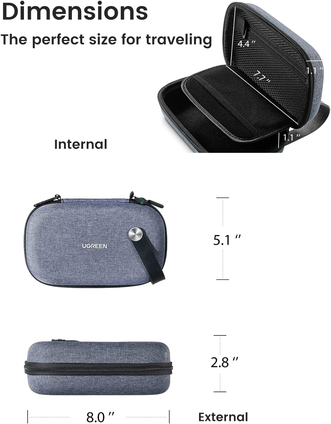 Portable Cable Organiser Bag for Travel, Electronics Small Gadget Cable Pouch, Hard Case for Cable Charger Adapter Power Bank Hard Drive SD Card(Grey)